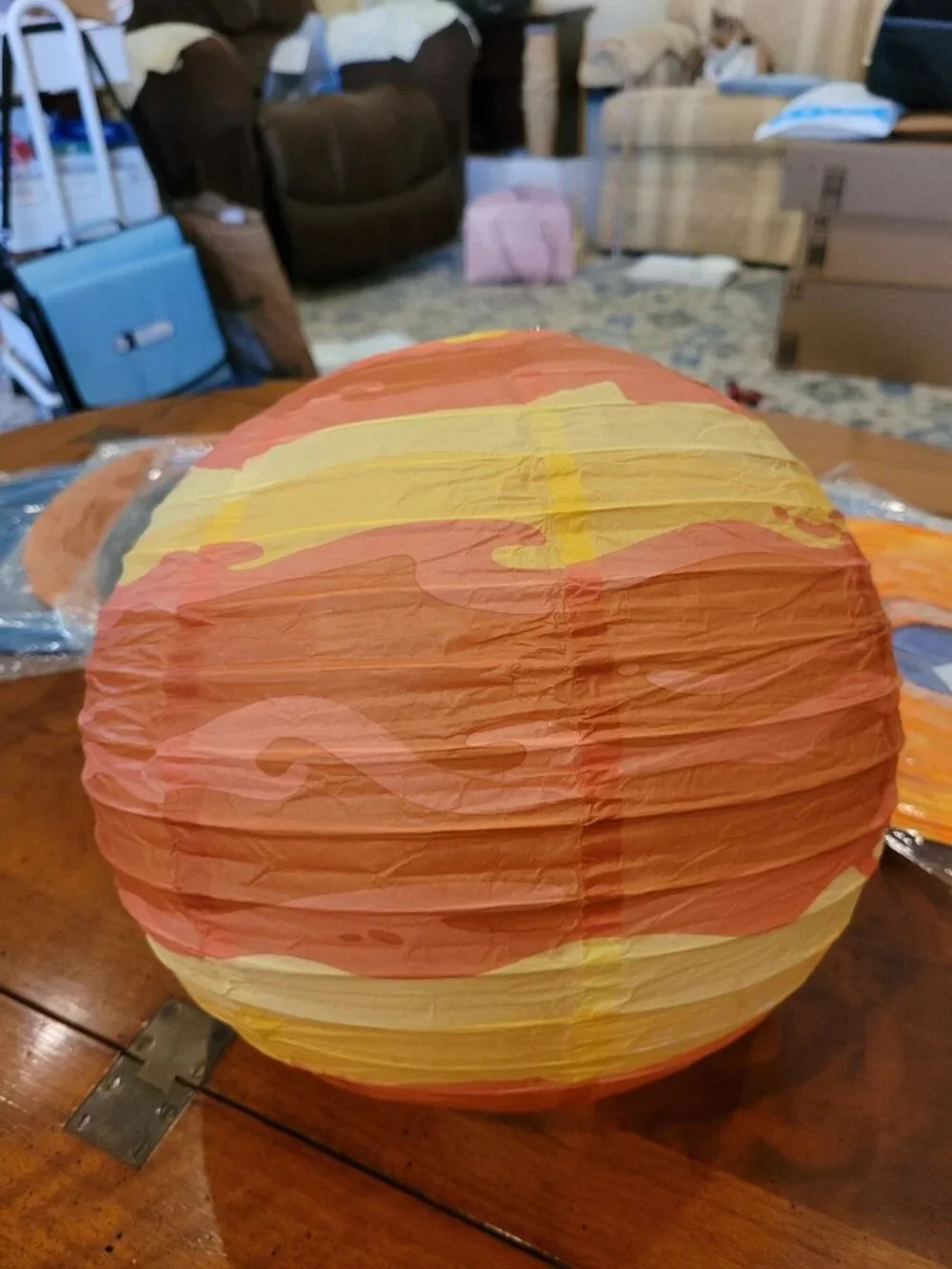 Blue Saturn Hanging Paper Lantern - Space Party Decoration